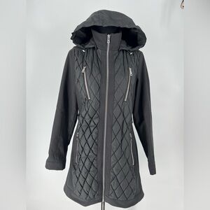 1 MADISON EXPEDITION HERITAGE COLLECTION NWOT BLACK QUILTED COAT SILVER HARDWARE
